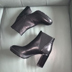 Aquatalia Black Weatherproof Leather High Heel Boots